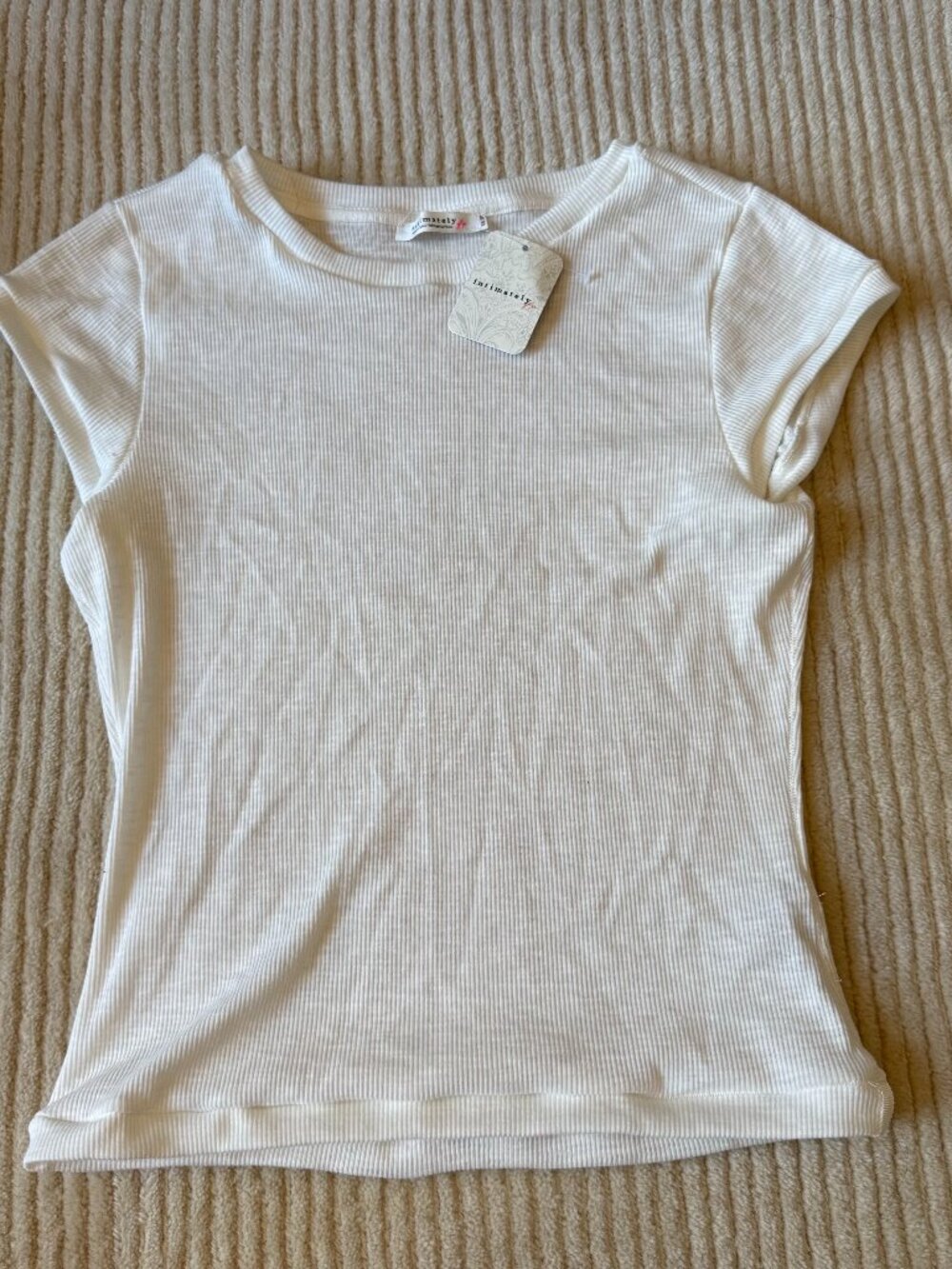 NWT Intimately White Ribbed Tee XS